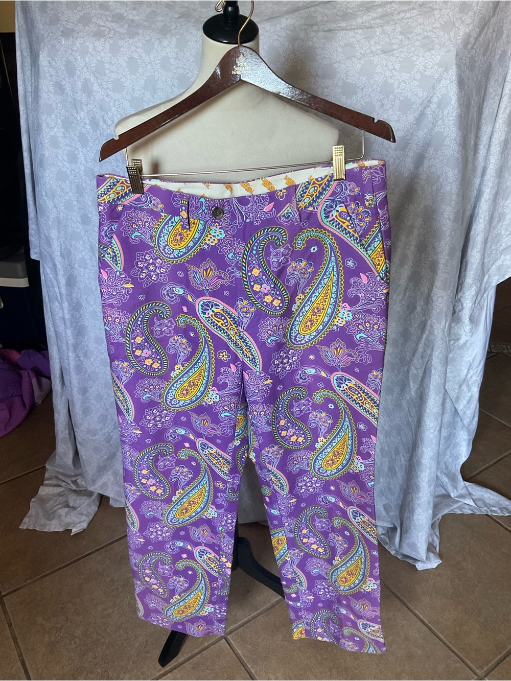Loudmouth Purple Paisley Golf Pants with Multicolor Accents